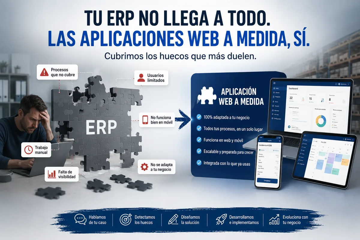 Tu ERP no llega a todo: cómo las aplicaciones web a medida cubren los huecos que más duelen